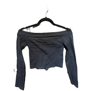 AEROPOSTALE Off The Shoulder Ribbed Cropped Long Sleeve